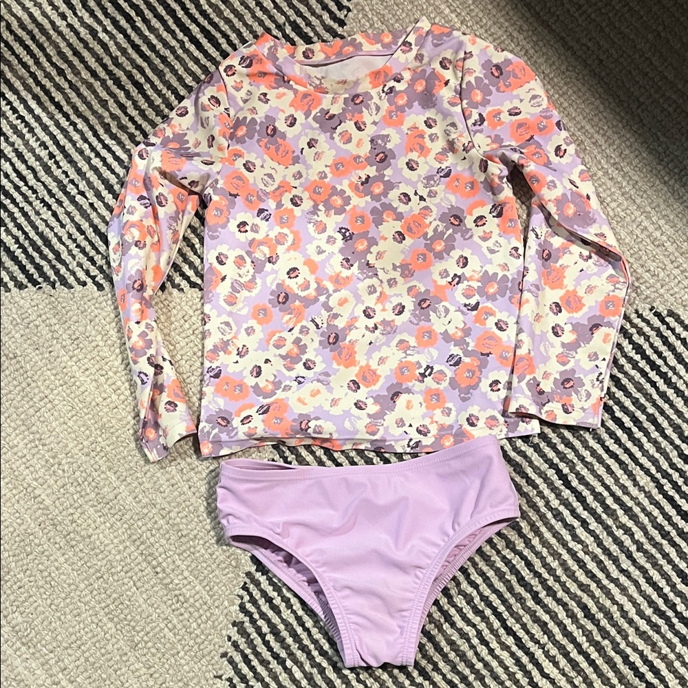 GAP Kids Floral Rashguard Set - Lavender and Peach
